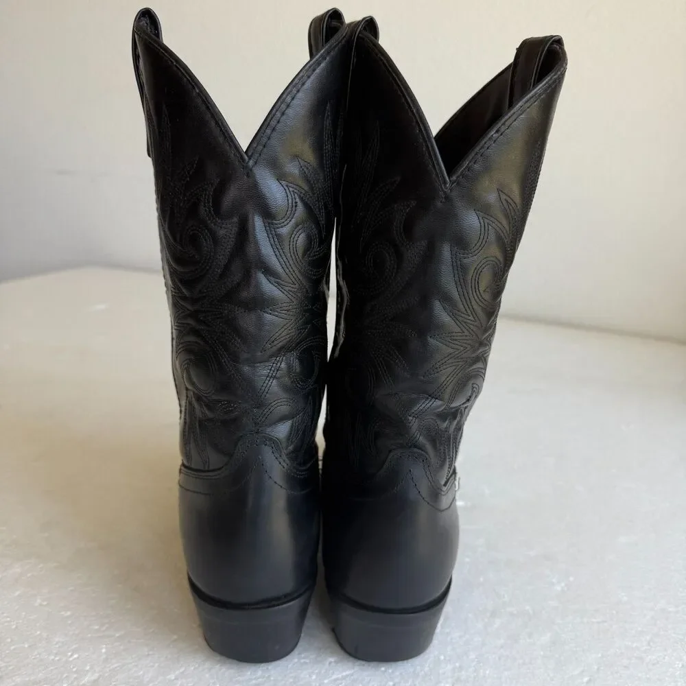 Men's Black Laredo Cowboy Boots 4240 Size 8.5D Lea Vamp Fox Western Point Toe